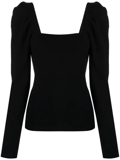 Twinset Structured Shoulders Knitted Blouse In Black