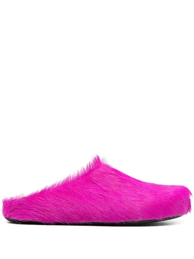 Marni Fussbet Sabot Calf-hair Slippers In Pink