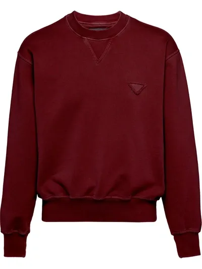 Prada Patch Detail Sweatshirt In Red