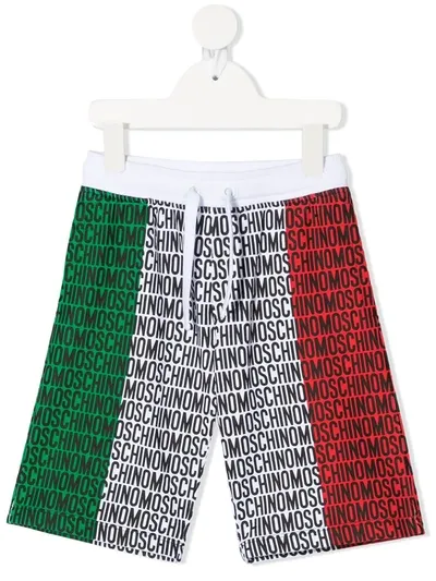 Moschino Kids' Colour-block Track Shorts In White