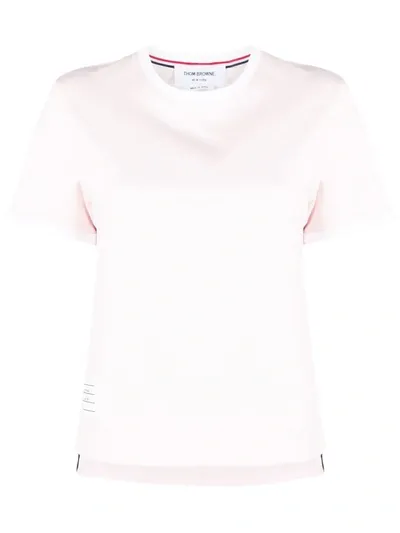 Thom Browne Contrast Trim Cotton T-shirt In Pink