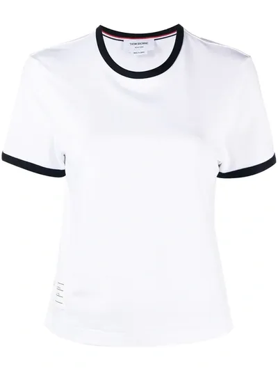 Thom Browne Contrast-trim Cotton T-shirt In White