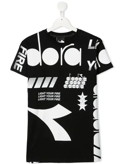 Diadora Junior Teen Graphic Logo T-shirt In Black