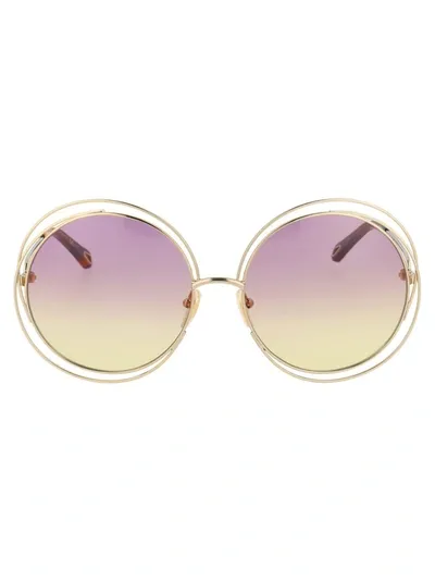 Chloé Eyewear Round Frame Sunglasses In Gold