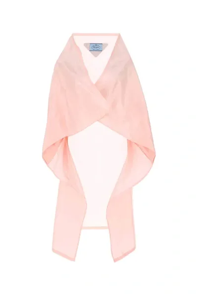 Prada Logo Patch Wrapped Cape In Pink