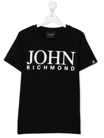 John Richmond Junior Teen Logo Print Cotton T-shirt In Black