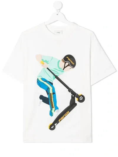 Fendi Teen Scooter Graphic-print T-shirt In Nero