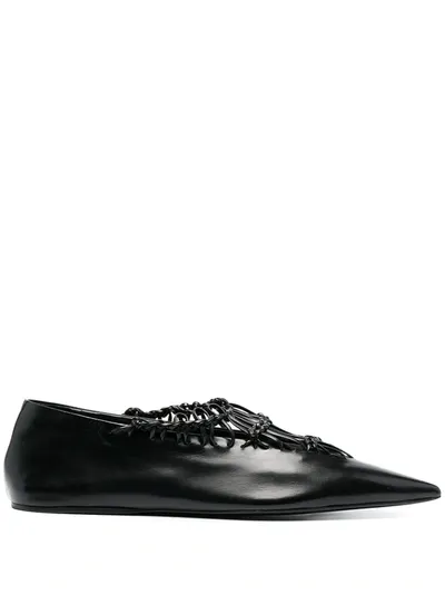 Jil Sander Knotted-strip Ballerina Shoes In Black