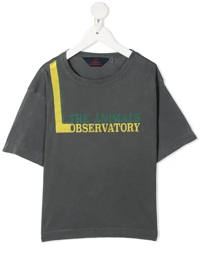 The Animals Observatory Kids' Logo-print T-shirt In Grey