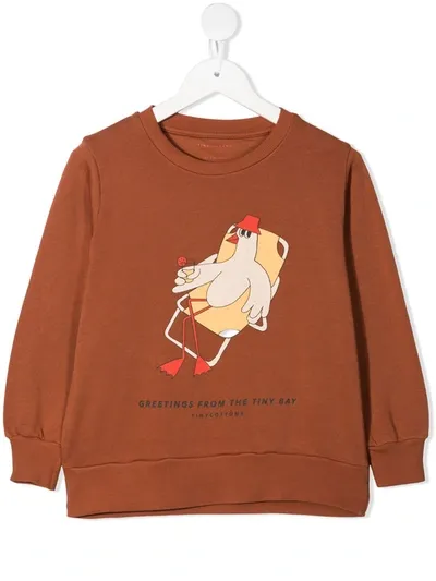 Tiny Cottons Kids' Graphic-print Sweatshirt In Brown