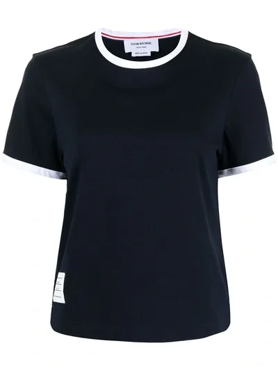 Thom Browne Navy Medium Weight Ringer T-shirt