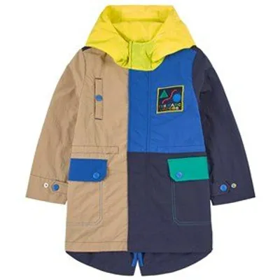 The Marc Jacobs Kids' Colour-block Hooded Raincoat In Blue