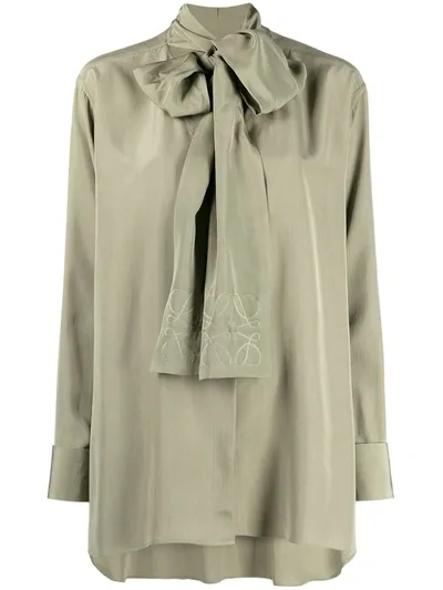 Loewe Front Tie-fastening Blouse In Green