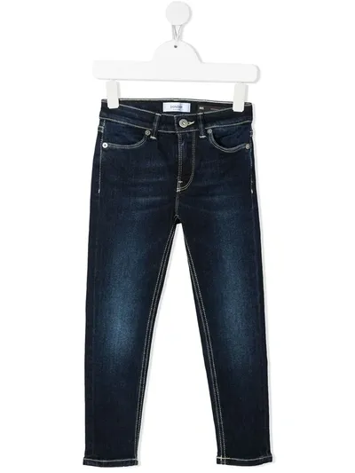 Dondup Kids' Contrast-stitching Slim-fit Jeans In Blue