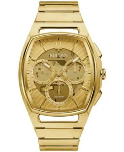 Bulova Men's Chronograph Curv Gold-tone Stainless Steel Bracelet Watch 41.7mm