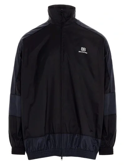 Balenciaga Two-toned Zip-up Jacket In Oversized Fit In Black