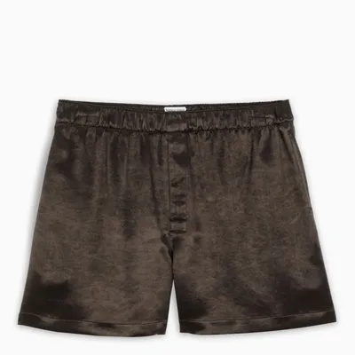 Bottega Veneta High-rise Satin Shorts In Brown