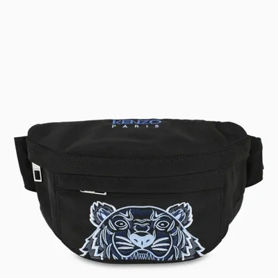 Kenzo Black Bumbag With Tiger And Logo Embroidery