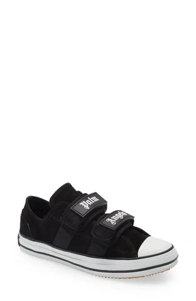 Palm Angels Logo-print Touch-strap Sneakers In Black White