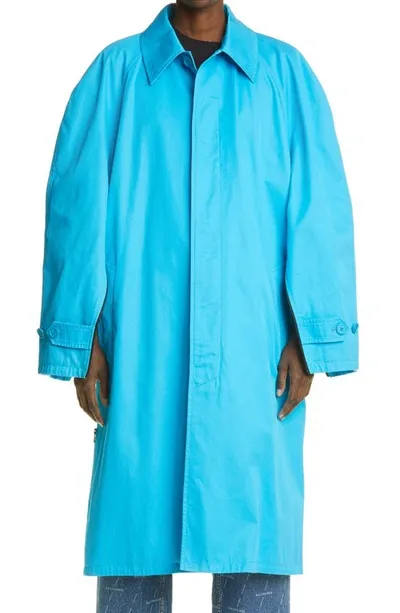 Balenciaga Light Blue Single-breasted Car Coat