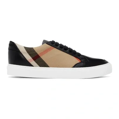 Burberry Black Salmond Check Sneakers In New Black