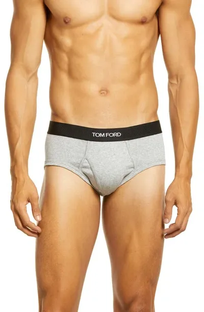 Tom Ford 2-pack Cotton Stretch Jersey Briefs In Grey