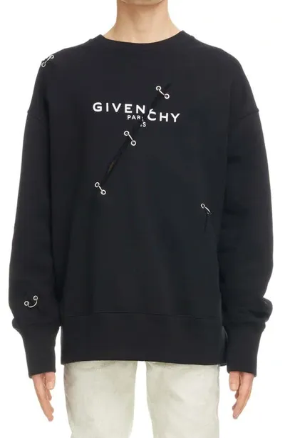 Givenchy Black Oversized Metal Detailing Sweatshirt