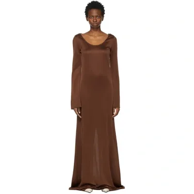 Kwaidan Editions Brown Viscose Scoop Neck Long Dress