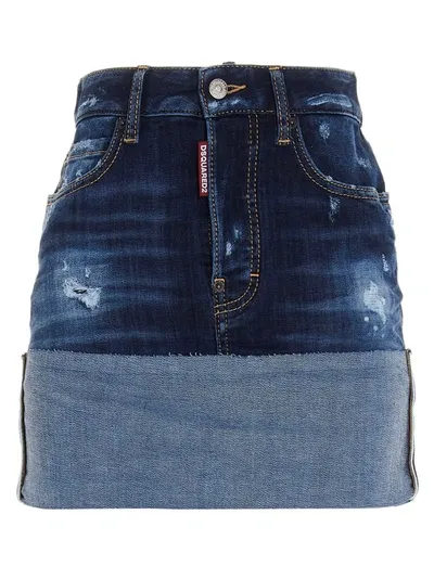 Dsquared2 Light Blue Mini Skirt In Denim