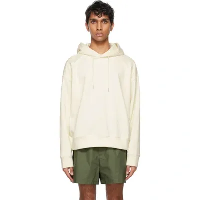 Jil Sander Green Water Hoodie With Contrasting Drawstring In Beige