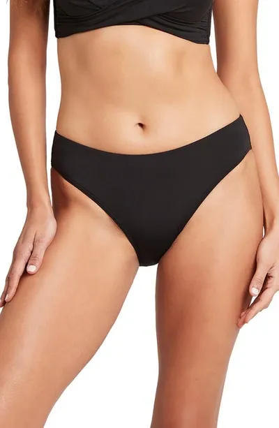 Sea Level High Leg Bikini Bottoms In Black