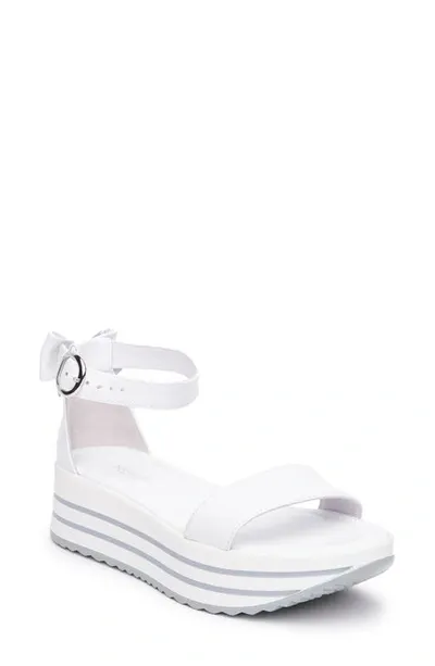 Nerogiardini Bow Ankle Strap Platform Sandal In White