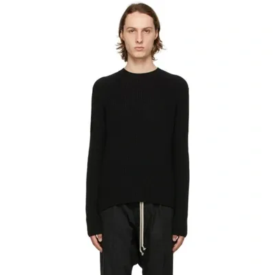 Rick Owens Black Cashmere Biker Crewneck Sweater