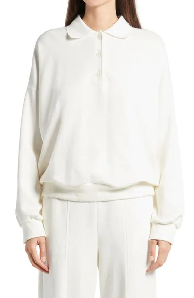 The Row Corzas Cotton Polo Sweater In Seashell