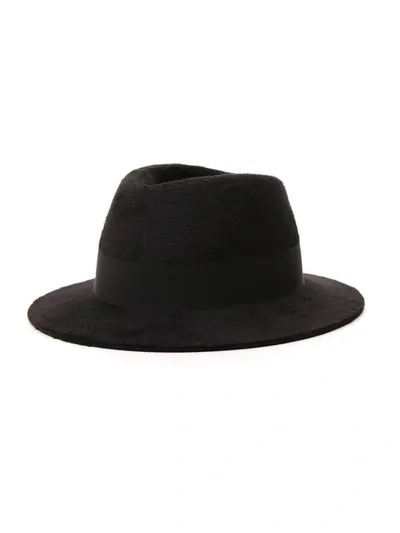 Saint Laurent Ribbon Band Fedora Hat In Black