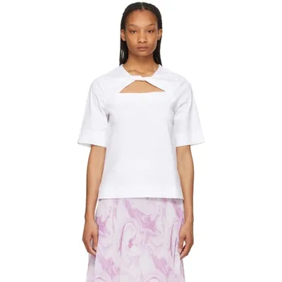 Ganni Cut-out Short-sleeve T-shirt In Bright White