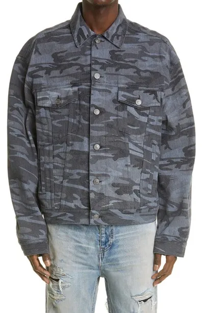 Balenciaga Black Denim Camo Large Fit Jacket