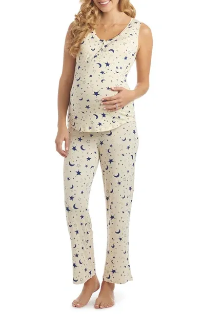 Everly Grey Joy Tank & Pants Maternity/nursing Pajamas In Twinkle