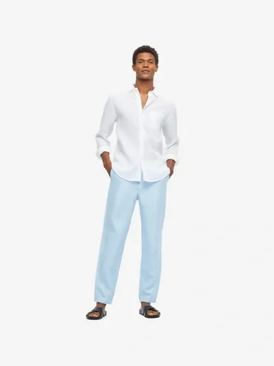 Derek Rose Men's Trousers Sydney Linen Blue