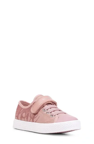 Geox Kids' Ciak Leather Toecap Sneakers In Pink