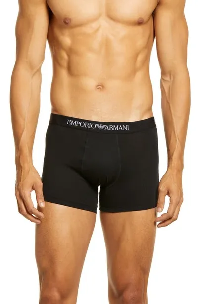 Emporio Armani Three-pack Of Pure Cotton Basic Boxer Briefs In Black