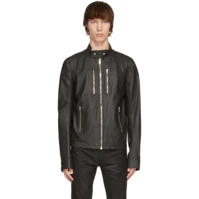 Rick Owens Motor Racer Leather Jacket In Black