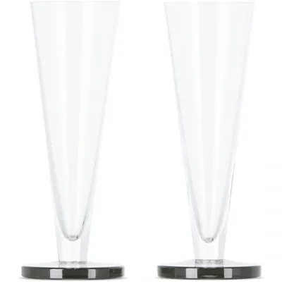 Tom Dixon Puck Set Of Two Flute Glasses In Neutrals