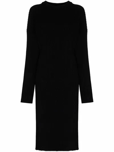 Bottega Veneta Open-back Ribbed-knit Sweater Dress In Black