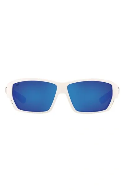 Costa Del Mar 62mm Polarized Wraparound Sunglasses In White Blue