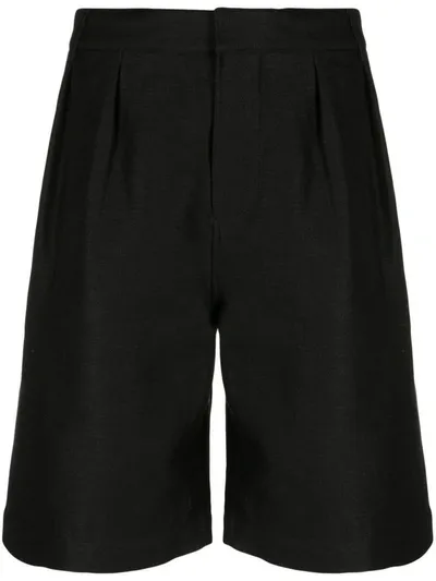 Saint Laurent Tailored Wool Shorts In Noir