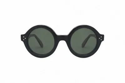 Lesca Phil Round Frame Sunglasses In Black