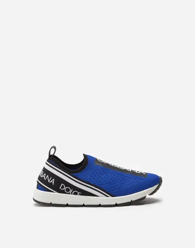 Dolce & Gabbana Kids' Sorrento Slip-on Sneakers With Logo Tape In Blue