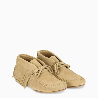 Loewe Men's X Paula Ibiza Fringe Suede High-top Loafers In Gold