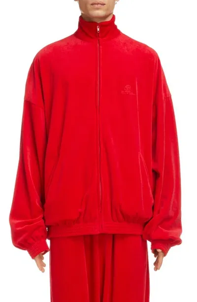 Balenciaga Velvet Effect Tracksuit Jacket Tango Red